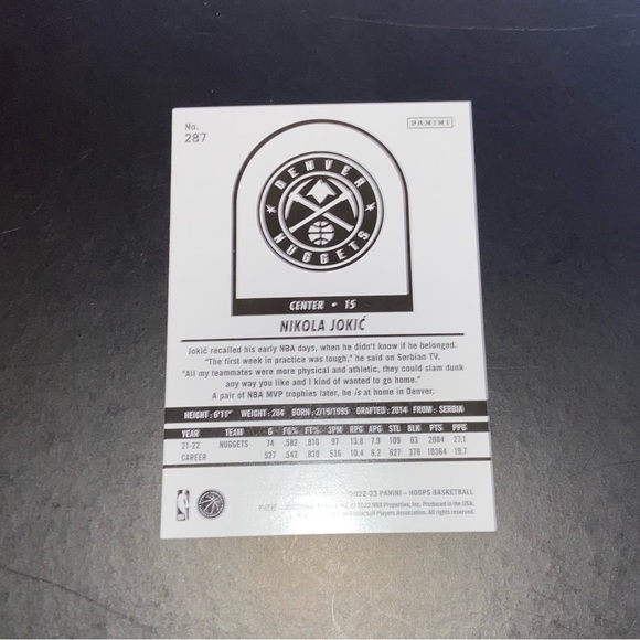 Nikola Jokic - 2022-23 Panini Hoops #287 - Picture 2 of 2